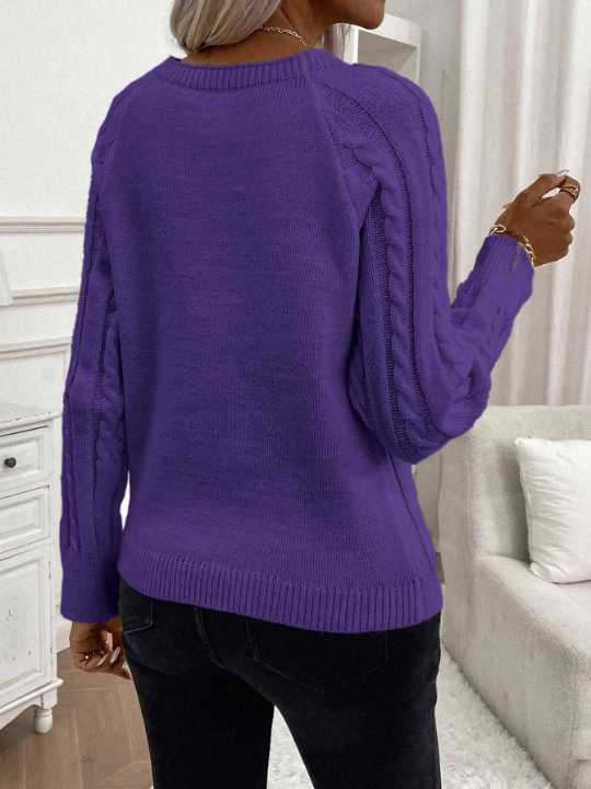LUNE Women's Knitted Sweater With Button Embellishment And Cable Knit Design