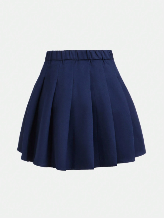 Teenagers' Decorative Metal Buckle Pleated Skirt, Perfect For Beach Vacations