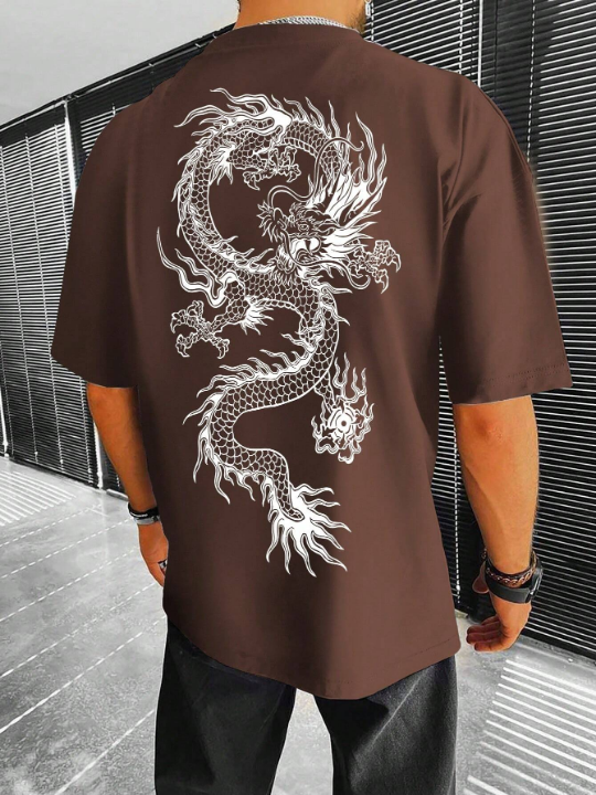 Manfinity EMRG Men's Dragon Print Round Neck T-Shirt