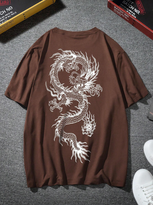 Manfinity EMRG Men's Dragon Print Round Neck T-Shirt