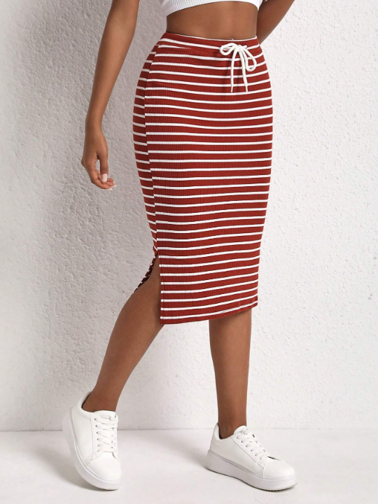 EZwear Women'S Striped Knitted Skirt