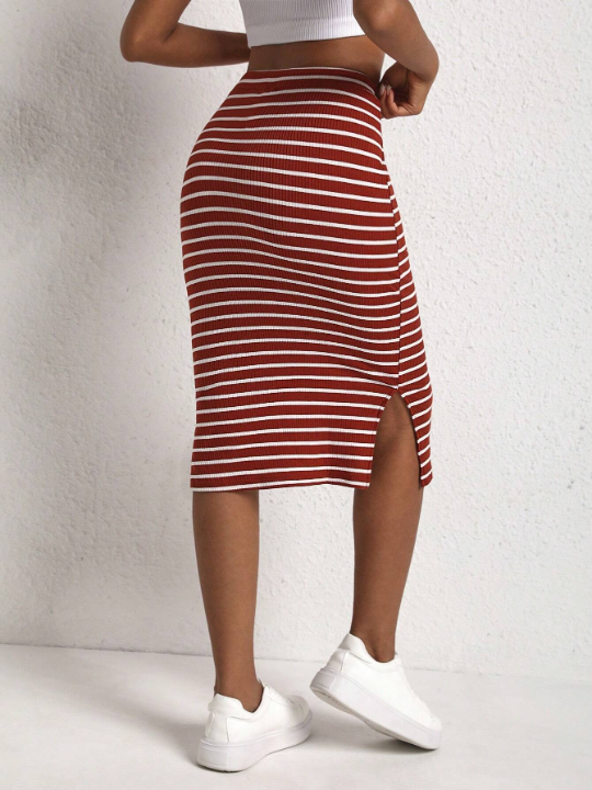 EZwear Women'S Striped Knitted Skirt