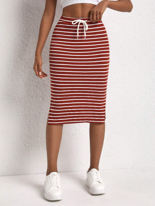 EZwear Women'S Striped Knitted Skirt