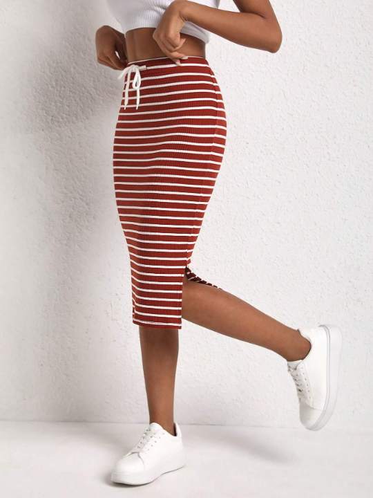 EZwear Women'S Striped Knitted Skirt