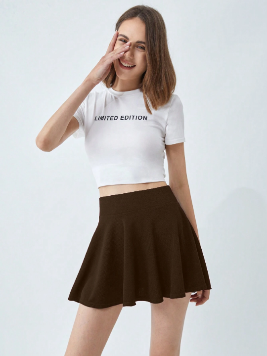 ROMWE Solid Color Skirt