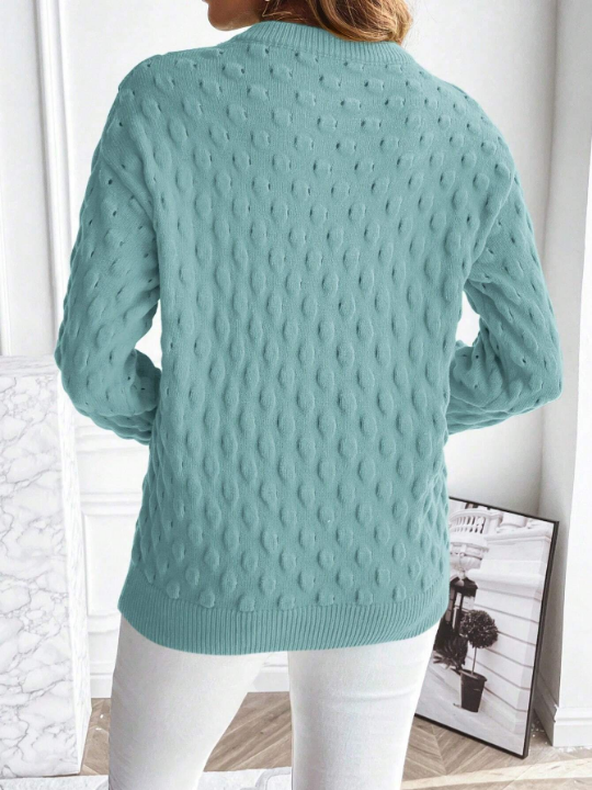 Essnce Women's Textured Round Neck Sweater