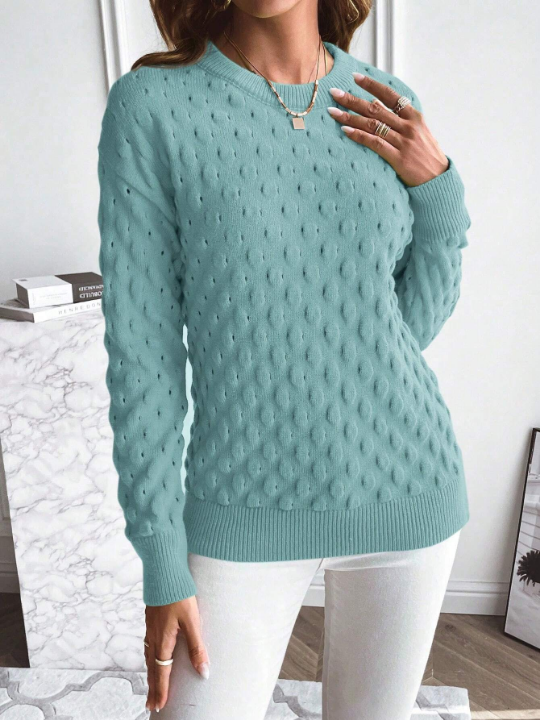 Essnce Women's Textured Round Neck Sweater