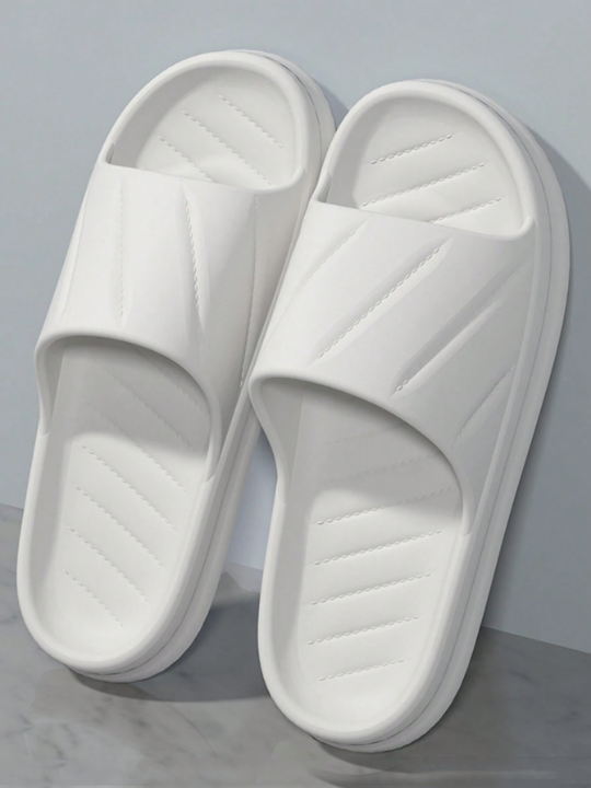 New Fashion Soft & Comfortable White Toast Diamond Pattern Eva Bathroom Slippers With Non-Slip & Anti-Odor Features For Men