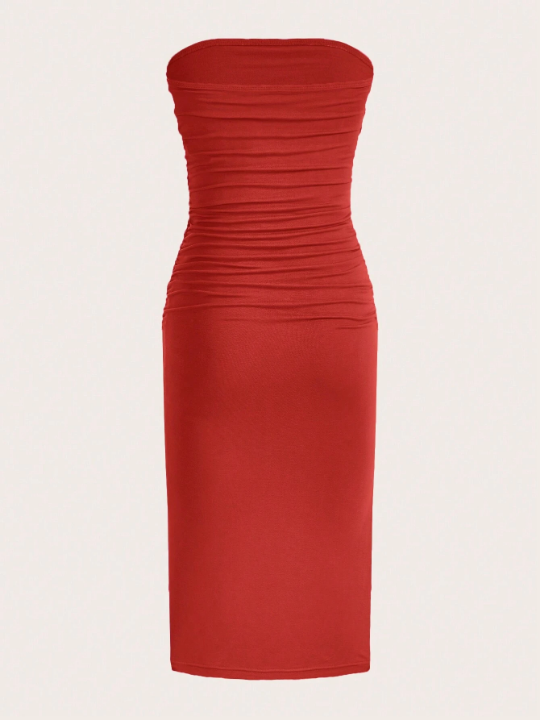 EZwear Knitted Sleeveless Bandeau Bodycon Dress