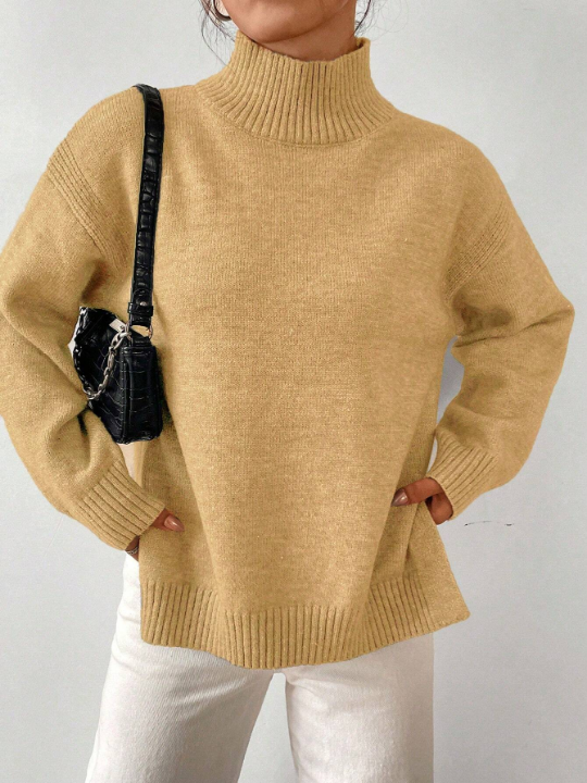 Essnce Ladies Solid Color Drop Shoulder Knitted Sweater