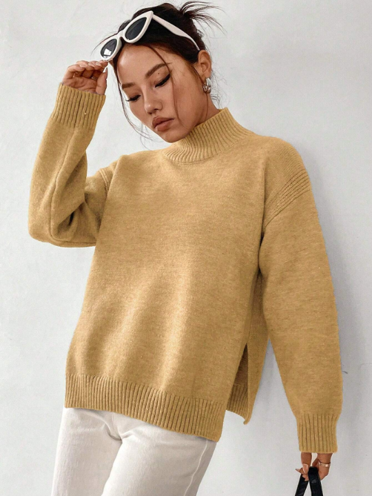 Essnce Ladies Solid Color Drop Shoulder Knitted Sweater