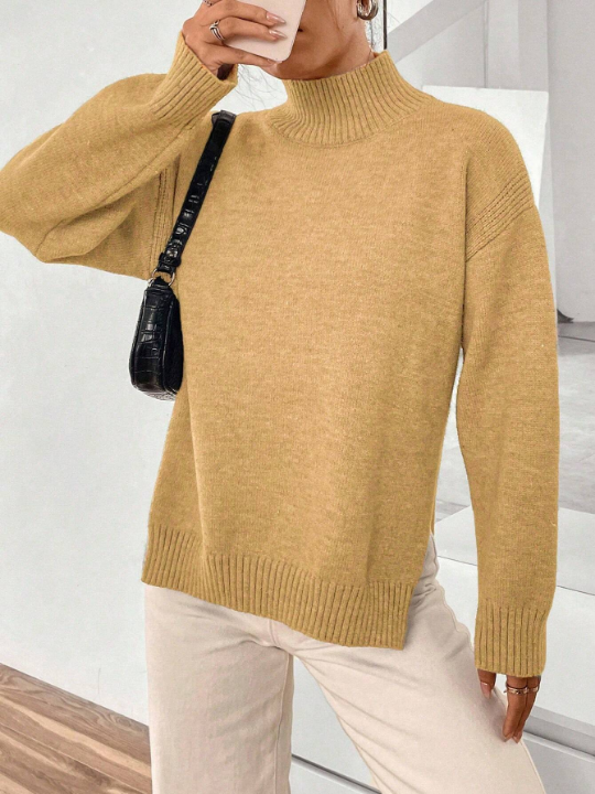 Essnce Ladies Solid Color Drop Shoulder Knitted Sweater