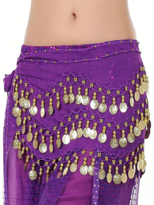 1pc Women's Belly Dance Waist Chain, Performance Waist Scarf, Chiffon Waist Chain, Belly Dance Waistband And Waist Skirt Boho