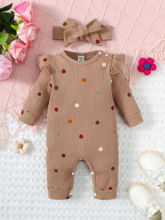 Baby Girl Colorful Polka Dot Printed Ribbed