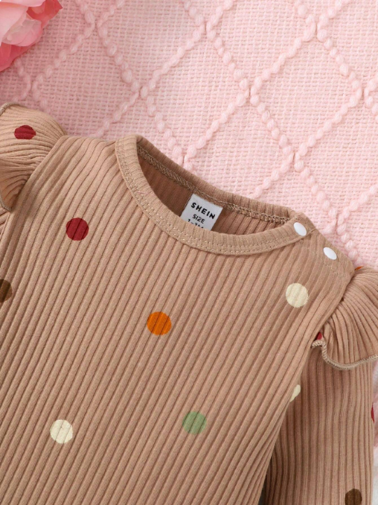 Baby Girl Colorful Polka Dot Printed Ribbed