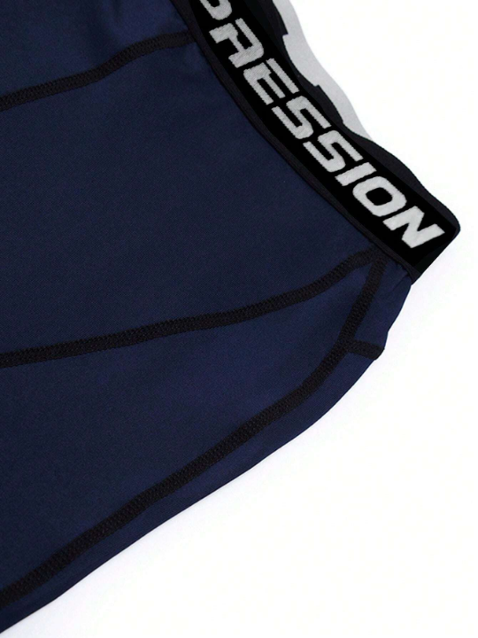 Men's Sports Quick Dry Workout Shorts With Letter Print, For Fitness, Outdoor Training