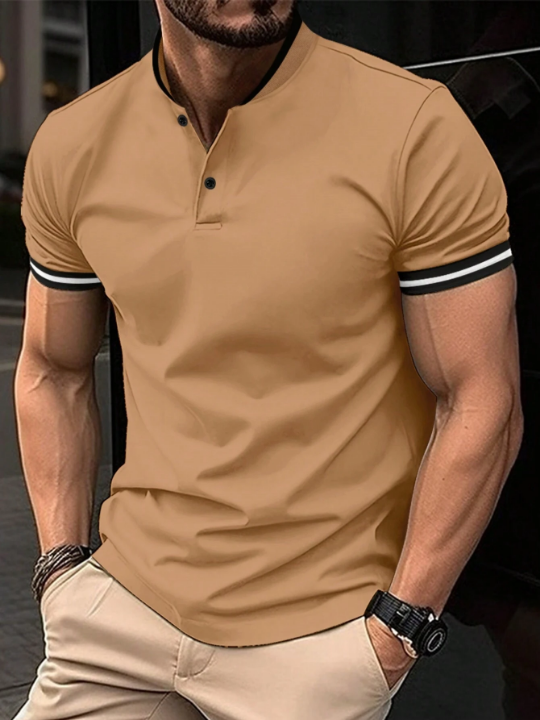 Men Contrast Trim Polo Shirt