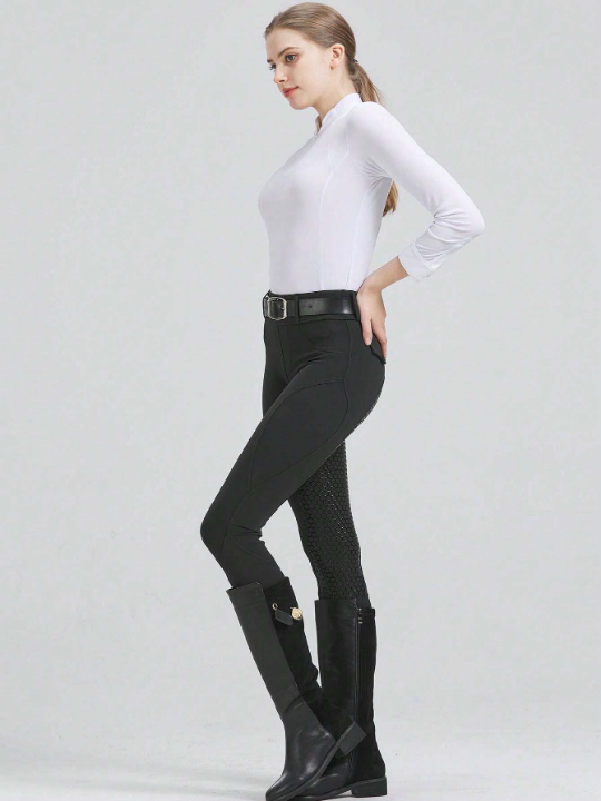 Equestrian Full Silicone Seat Stretchy Tight-Fit Sportswear Comfortable Durable Riding Breeches