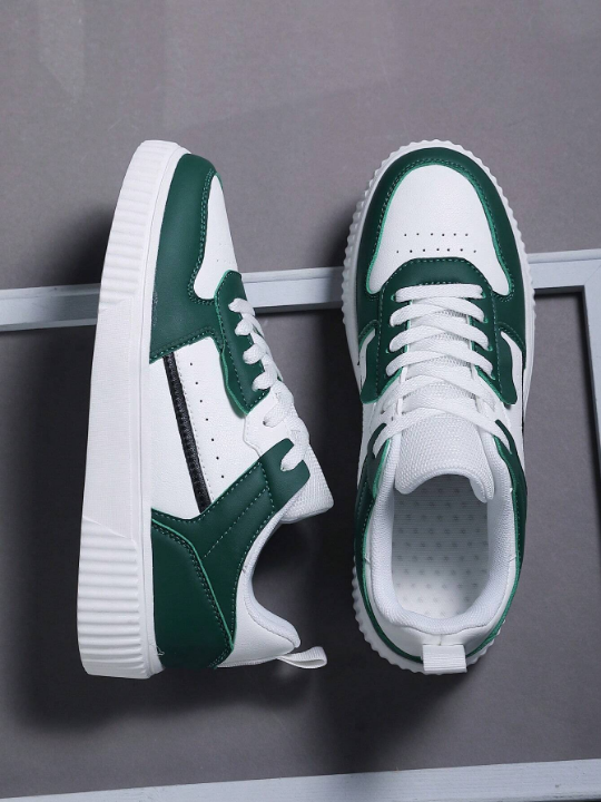 Men's Sports Shoes With Lace-up, Forest Green Skate Shoes, Men's Sneakers