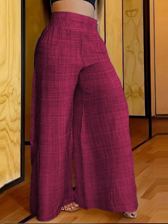 Women's Shirred Waisted Wide Leg Pants