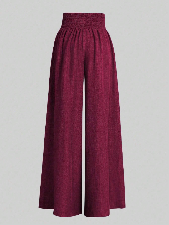 Women's Shirred Waisted Wide Leg Pants