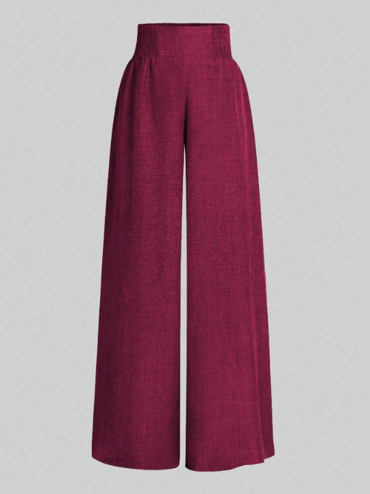 Women's Shirred Waisted Wide Leg Pants