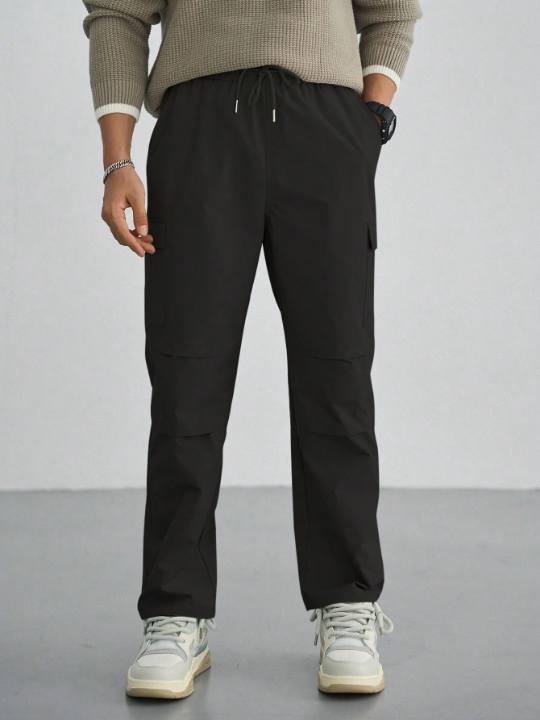 DAZY Men's Solid Color Straight Pants With Slanted Pockets