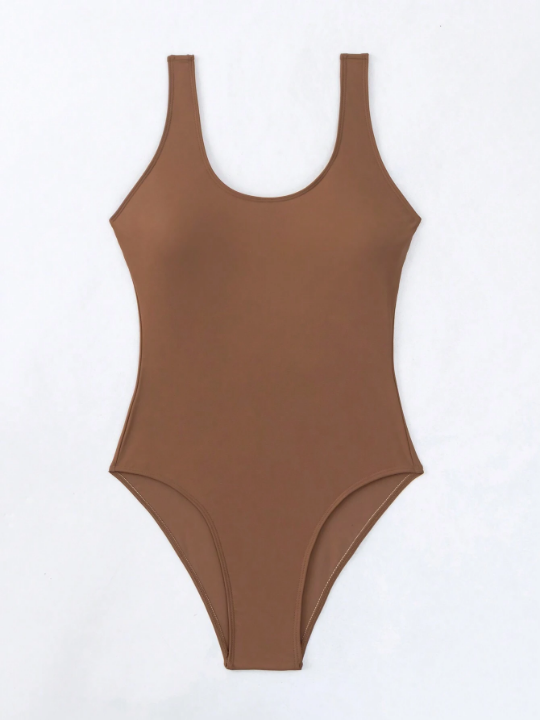 Swim Basics Ladies' Solid Color One-Piece Swimsuit With Large Open Back Design