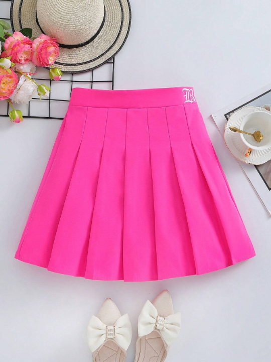 Teen Girls' Letter Embroidery Pleated Skirt