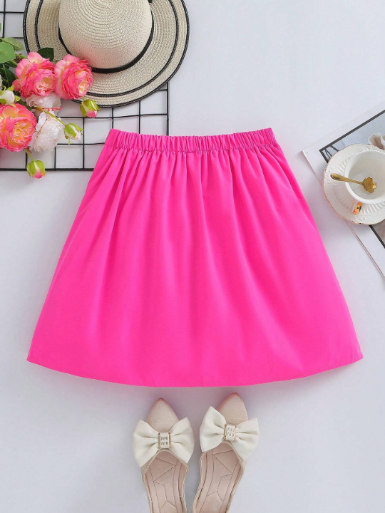 Teen Girls' Letter Embroidery Pleated Skirt