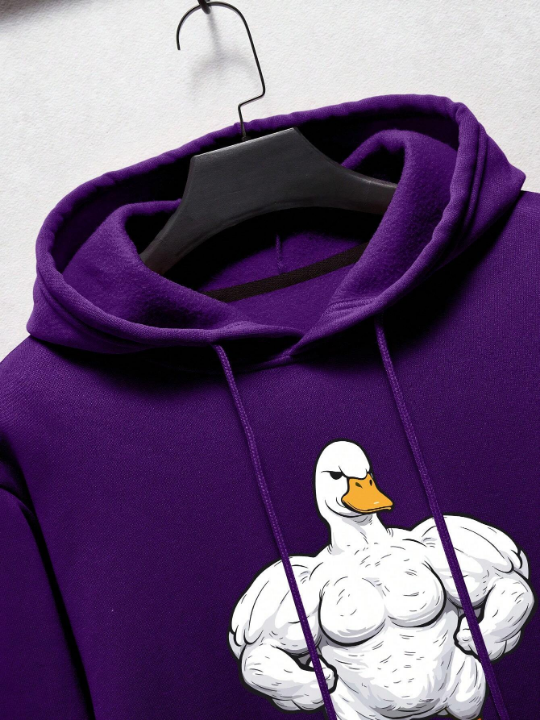 Men'S Cartoon Printed Drawstring Hoodie