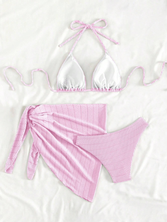 Solid Color Separated Swimsuit Set