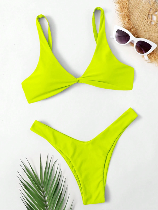 Swim Vcay Solid Color Separated Swimsuit Set