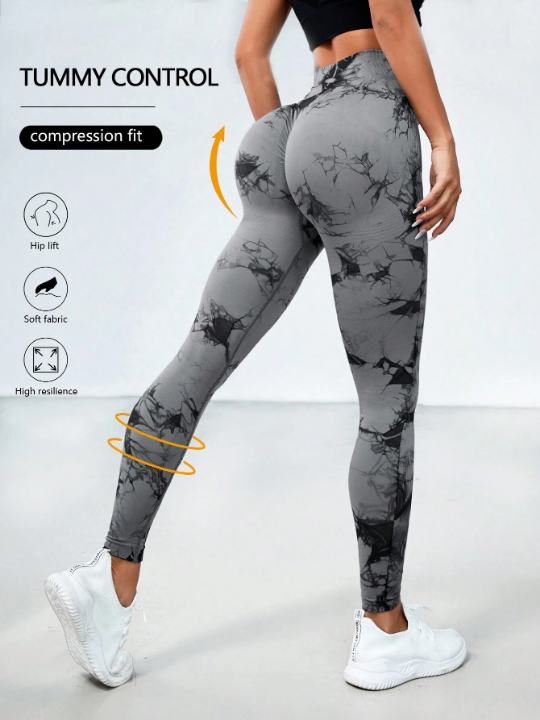 Sport Seamluxe Tie Dye Scrunch Butt Wideband Waist Sports Leggings