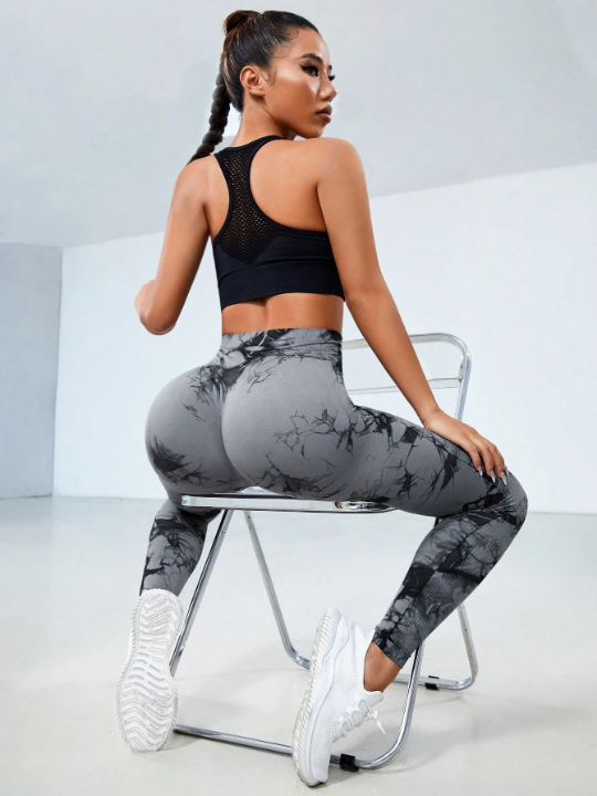 Sport Seamluxe Tie Dye Scrunch Butt Wideband Waist Sports Leggings