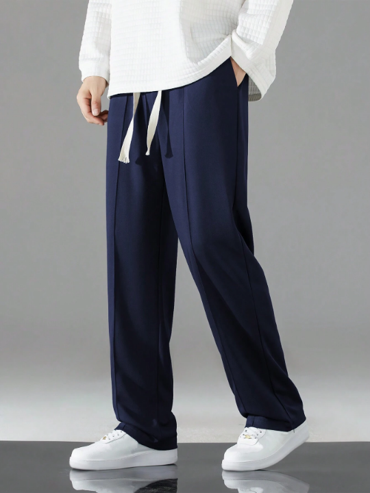 Men'S Solid Color Drawstring Waist Pants