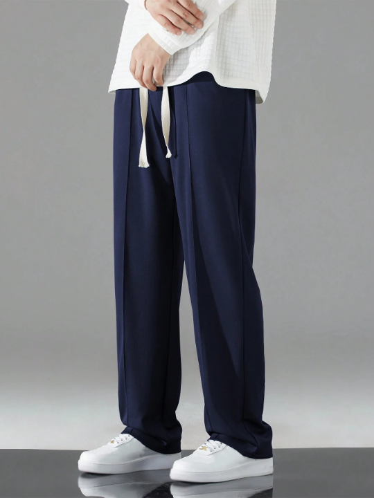 Men'S Solid Color Drawstring Waist Pants