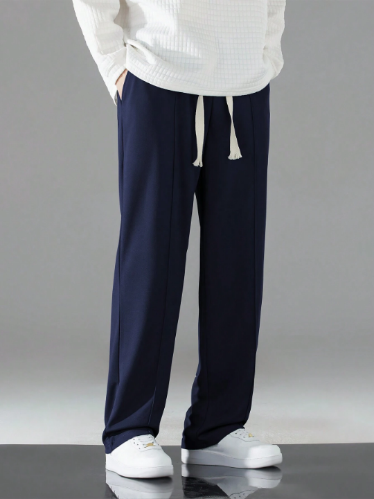 Men'S Solid Color Drawstring Waist Pants