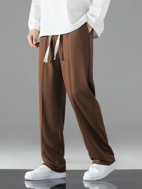 Men'S Solid Color Drawstring Waist Casual Pants