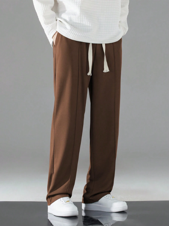 Men'S Solid Color Drawstring Waist Casual Pants