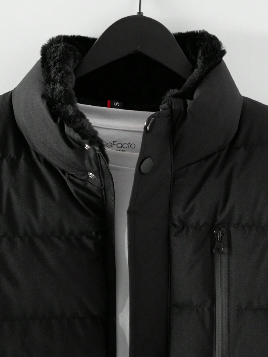 Men's Thicken Padded Jacket With Stand Collar