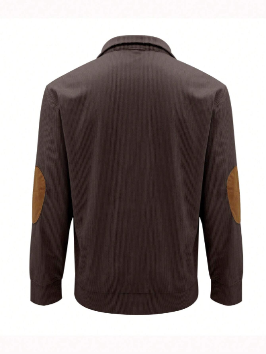 Men's Contrast Color Long Sleeve Polo Shirt