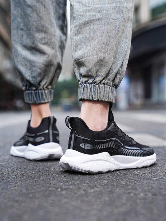 Couples' Breathable Mesh Running Shoes, Lightweight & Comfortable, Unique Design, Thick Sole, Height Increase, Trendy Korean Style Athletic Shoes