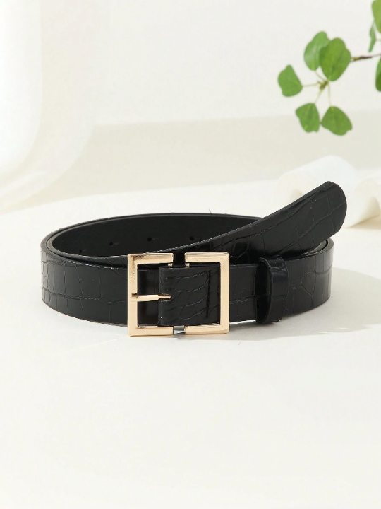 1pc Square Buckle Chinese Style Fashionable Literary & Retro Personality Women's Waistband, Suitable For Daily Parties And Gatherings