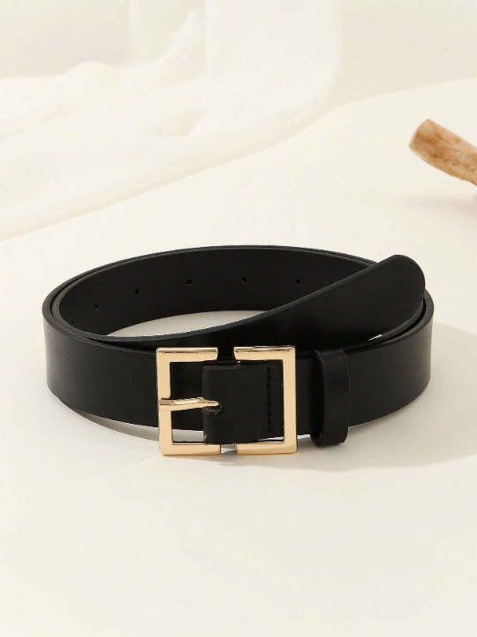 1pc Square Buckle Chinese Style Fashionable Literary Retro Personality Women's Belt, Suitable For Daily & Party Occasions