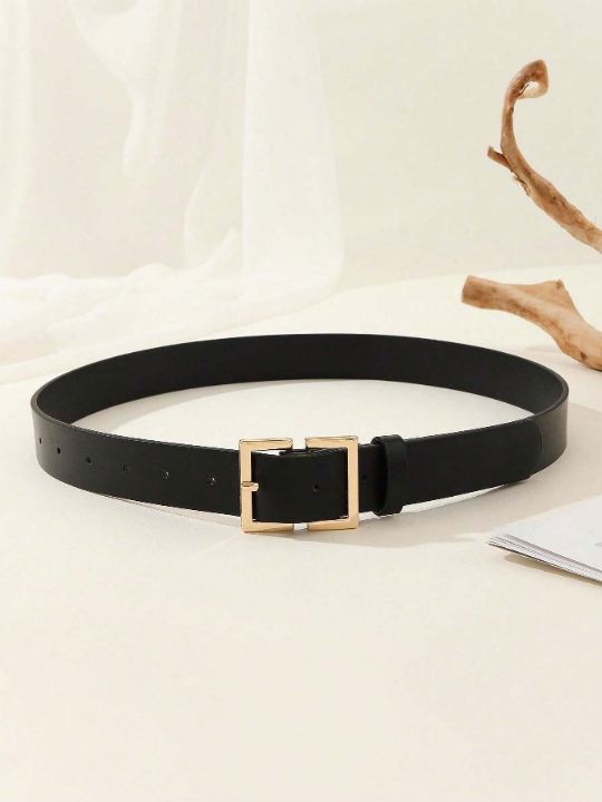 1pc Square Buckle Chinese Style Fashionable Literary Retro Personality Women's Belt, Suitable For Daily & Party Occasions