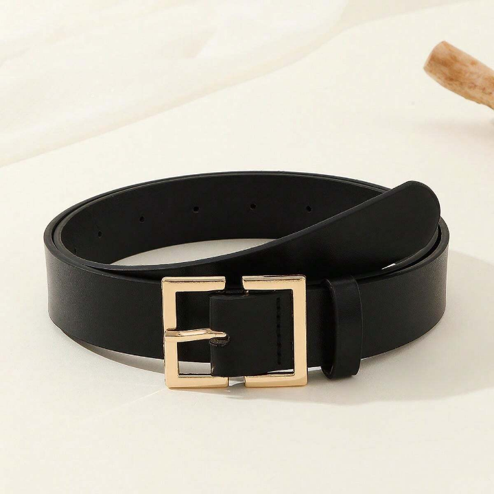 1pc Square Buckle Chinese Style Fashionable Literary Retro Personality Women's Belt, Suitable For Daily & Party Occasions