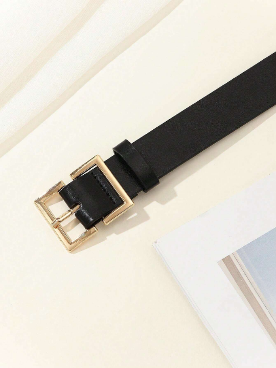 1pc Square Buckle Chinese Style Fashionable Literary Retro Personality Women's Belt, Suitable For Daily & Party Occasions