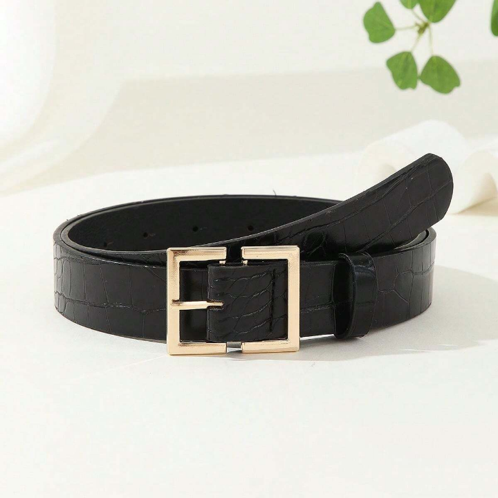 1pc Square Buckle Chinese Style Fashionable Literary & Retro Personality Women's Waistband, Suitable For Daily Parties And Gatherings