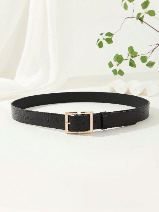 1pc Square Buckle Chinese Style Fashionable Literary & Retro Personality Women's Waistband, Suitable For Daily Parties And Gatherings